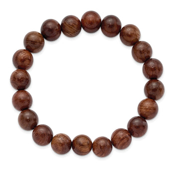 Burma Padauk Wood Beaded Stretch Bracelet - Birthstone Company