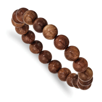 Burma Padauk Wood Beaded Stretch Bracelet - Birthstone Company