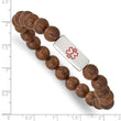 Stainless Steel Polished with Enamel Medical ID Zingana Wood Bracelet - Birthstone Company