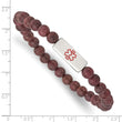 Stainless Steel Polished with Enamel Medical ID Peltogyne Wood Bracelet - Birthstone Company