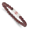 Stainless Steel Polished with Enamel Medical ID Peltogyne Wood Bracelet - Birthstone Company