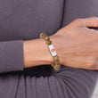 Stainless Steel Brushed with Enamel Medical ID Wenge Wood Bracelet - Birthstone Company