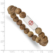 Stainless Steel Brushed with Enamel Medical ID Wenge Wood Bracelet - Birthstone Company