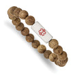 Stainless Steel Brushed with Enamel Medical ID Wenge Wood Bracelet - Birthstone Company