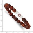 Stainless Steel Polished with Enamel Medical ID Padauk Wood Bracelet - Birthstone Company