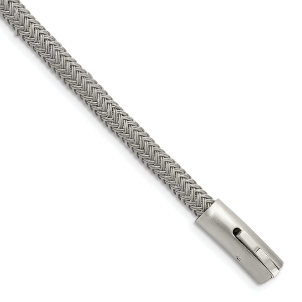 Chisel Stainless Steel Brushed and Polished Wire 8.25 inch Bracelet