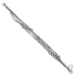 Chisel Stainless Steel Polished Beaded Multi-Strand Grey Leather 8 inch Bracelet