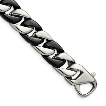 Chisel Stainless Steel Polished Black IP-plated 8.5 inch Curb Bracelet