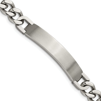 Chisel Stainless Steel Brushed and Polished Curb Chain 8.5 inch ID Bracelet with .5 inch Extension