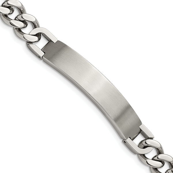 Chisel Stainless Steel Brushed and Polished Curb Chain 8.5 inch ID Bracelet with .5 inch Extension
