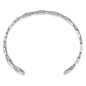 Stainless Steel Polished Wavy Cuff Bangle - Birthstone Company