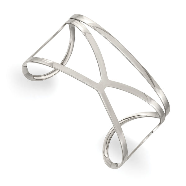 Stainless Steel Polished Cuff Bangle - Birthstone Company