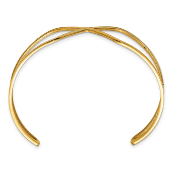 Stainless Steel Polished Rose IP-plated Cuff Bangle - Birthstone Company