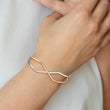 Stainless Steel Polished Rose IP-plated Cuff Bangle - Birthstone Company