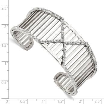 Stainless Steel Polished with Swarovski Crystals X 25mm Cuff Bangle