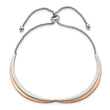 Stainless Steel Polished Rose IP with Swarovski Heart Adjustable Bracelet