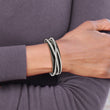 Stainless Steel Polished Black IP-plated w/Crystal Layered Cuff Bangle - Birthstone Company