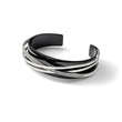 Stainless Steel Polished Black IP-plated w/Crystal Layered Cuff Bangle - Birthstone Company