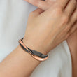 Stainless Steel Polished Black/Rose IP-plated Layered & Twisted Bangle