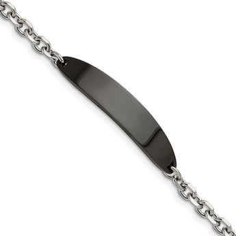 Chisel Stainless Steel Polished Cable Chain Black IP-plated 8 inch ID Bracelet