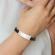Chisel Stainless Steel Polished Black Woven Leather Multi Strand 8 inch ID Bracelet