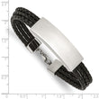Chisel Stainless Steel Polished Black Woven Leather Multi Strand 8 inch ID Bracelet