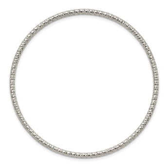 Stainless Steel Polished Textured 2mm Slip on Bangle - Birthstone Company