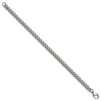 Stainless Steel Polished 6mm 8.25in Curb Bracelet - Birthstone Company