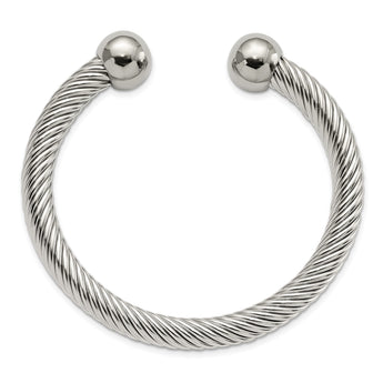 Stainless Steel Polished 7.3mm Cuff Bangle - Birthstone Company