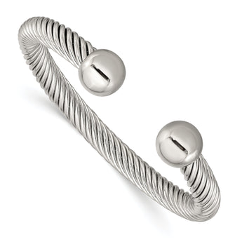 Chisel Stainless Steel Polished 7.3mm Cuff Bangle