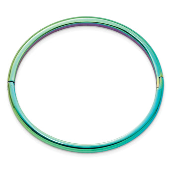 Stainless Steel Polished Rainbow IP-plated 4mm Hinged Bangle