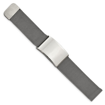 Stainless Steel Polished Mesh Adjustable ID Bracelet