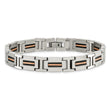Chisel Stainless Steel Polished Black and Rose IP-plated 8.5 inch Link Bracelet