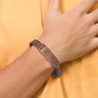 Stainless Steel Brushed Brown IP-plated Brown Leather 8.5in ID Bracelet