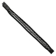 Stainless Steel Brushed & Polished Black IP Leather 8in w/.5in ext Bracelet