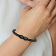 Stainless Steel Polished Black IP Black Rubber and Leather 8.25in Bracelet