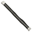 Chisel Stainless Steel Polished Multi Strand Black Leather 8.5 inch Bracelet