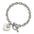 Chisel Stainless Steel Polished Two Hearts with CZ 7.5 inch Toggle Bracelet - 7.5