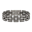 Chisel Stainless Steel Brushed and Polished with Black Rubber 8 inch Link Bracelet
