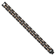 Chisel Stainless Steel Brushed and Polished Black and Rose IP-plated with Black Carbon Fiber Inlay 8.5 inch Link Bracelet