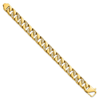 Chisel Stainless Steel Polished Yellow IP-plated with CZ 8.5 inch Curb Link Bracelet