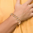 Chisel Stainless Steel Polished Rose IP-plated with CZ 7.75 inch Curb Link Bracelet