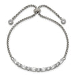 Chisel Stainless Steel Polished with CZ Adjustable Bracelet - Up to 9.25