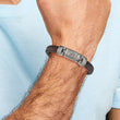 Chisel Stainless Steel Antiqued and Brushed Eagle Head Brown Braided Leather 8.75 inch Bracelet