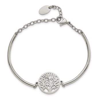 Chisel Stainless Steel Polished Tree 5.75 inch with 2 inch extension Bangle Bracelet