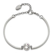 Chisel Stainless Steel Polished with Crystal from Swarovski 6.5 inch Bangle Bracelet with 2 inch Extension