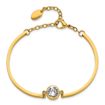 Chisel Stainless Steel Polished Yellow IP-plated with Crystal from Swarovski 6.5 inch Bangle Bracelet with 2 inch Extension
