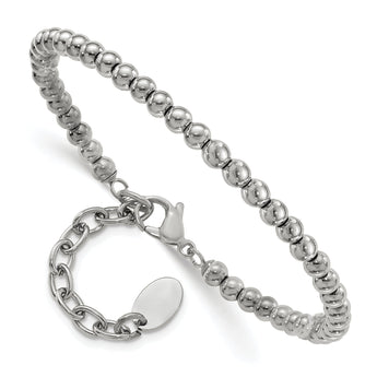 Chisel Stainless Steel Polished 4mm Beaded 6.5 inch Bracelet with 1.5 inch Extension