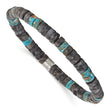 Chisel Blue Sediment & Spectrolite Beaded Bracelet in Stainless Steel, 6.5mm
