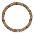 Chisel Stainless Steel Grain Stone and Black Spectrolite Beaded Stretch Bracelet